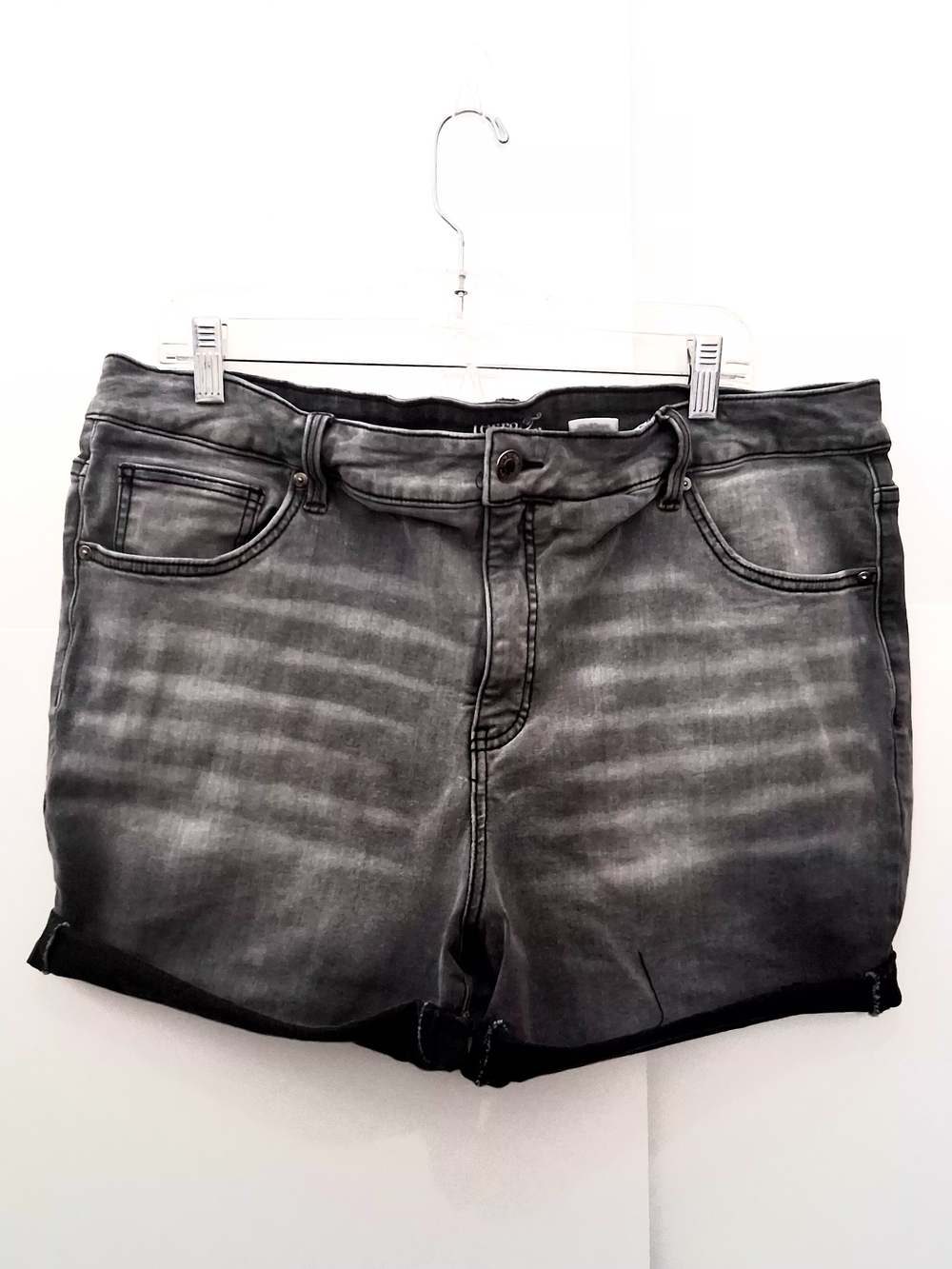 Terra & Sky Black High-Rise Denim Mini Shorts Size 20W